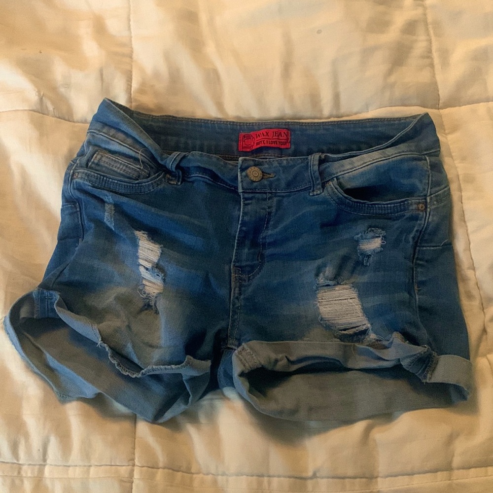 Wax Jean jean shorts(blue) Size:M(girls) with holes and pockets!